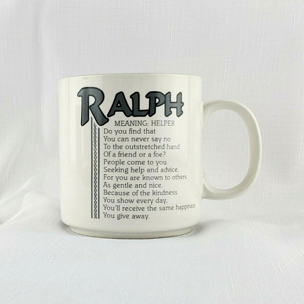 Coffee Mug Name RALPH Meaning Helper Poetry Tea Gray Mug Cup by PAPEL Marci G.